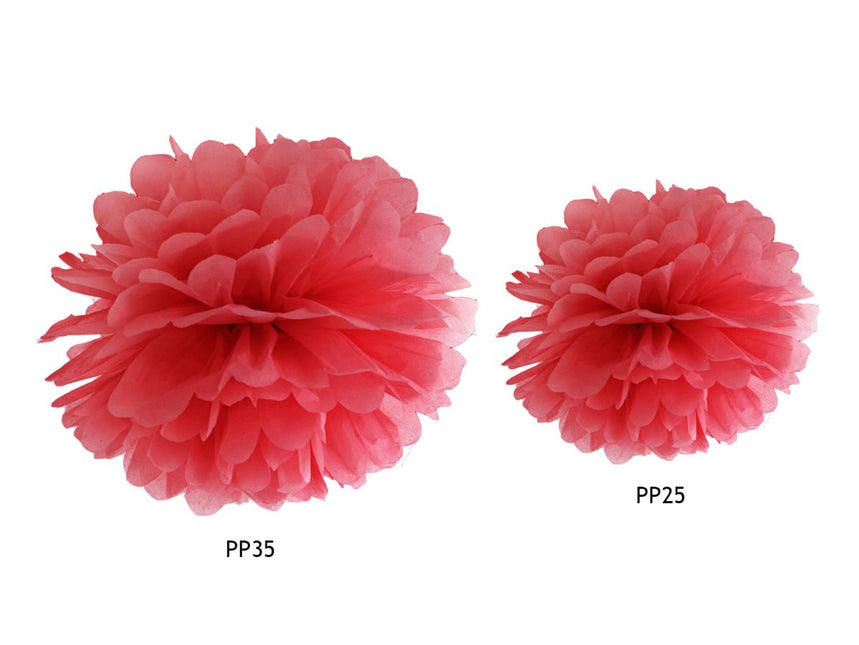 Pompon Rood 25cm van Partydeco koop je bij Partywinkel