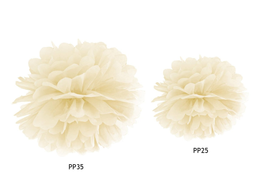 Pompon Vanille Creme 25cm van Partydeco koop je bij Partywinkel