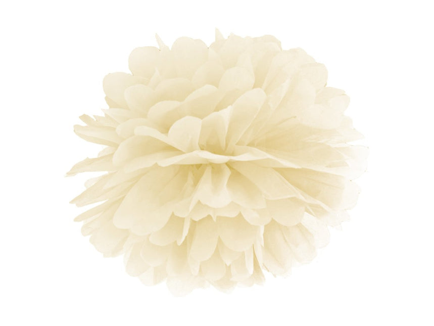 Pompon Vanille Creme 25cm van Partydeco koop je bij Partywinkel