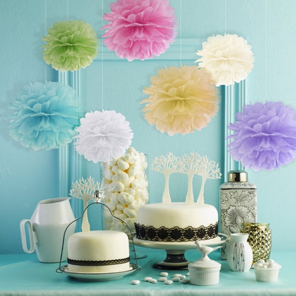 Pompon Wit 25cm van Partydeco koop je bij Partywinkel