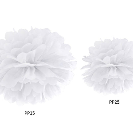 Pompon Wit 35cm van Partydeco koop je bij Partywinkel