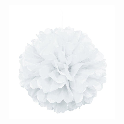 Pompon Wit 40cm van Unique koop je bij Partywinkel
