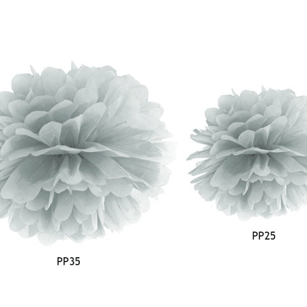 Pompon Zilver 25cm van Partydeco koop je bij Partywinkel
