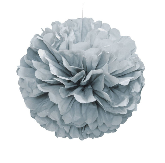 Pompon Zilver 40cm van Unique koop je bij Partywinkel