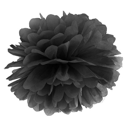 Pompon Zwart 25cm van Partydeco koop je bij Partywinkel