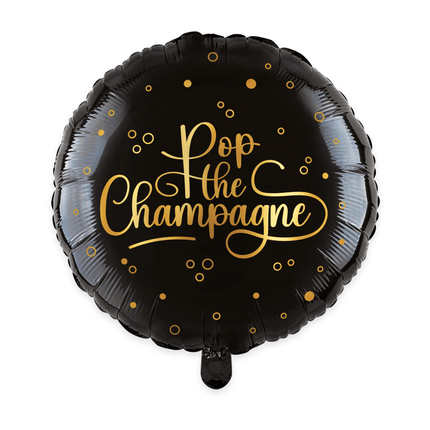 Pop The Champagne Helium Ballon Zwart Goud 45cm van WeFiesta koop je bij Partywinkel