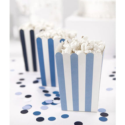 Popcorn Bakjes Blauw Mix 12,5cm 6st van Partydeco koop je bij Partywinkel