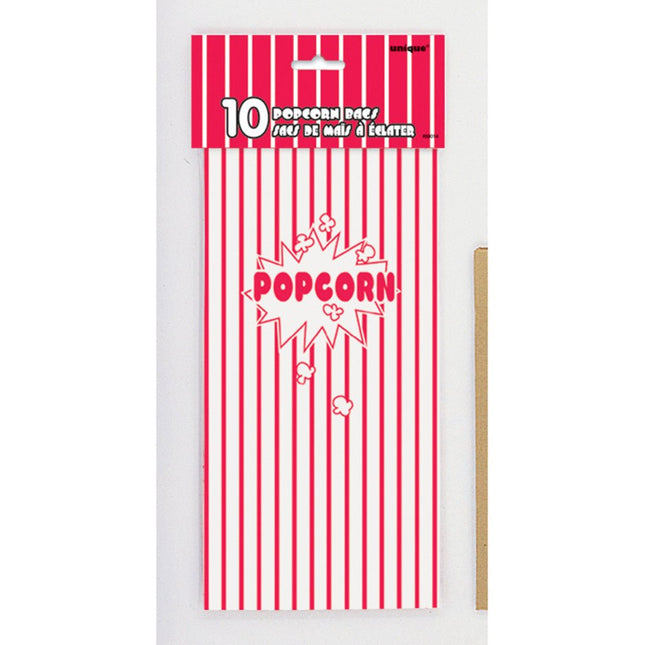 Popcorn Uitdeelzakjes 25,4cm 10st van Unique koop je bij Partywinkel