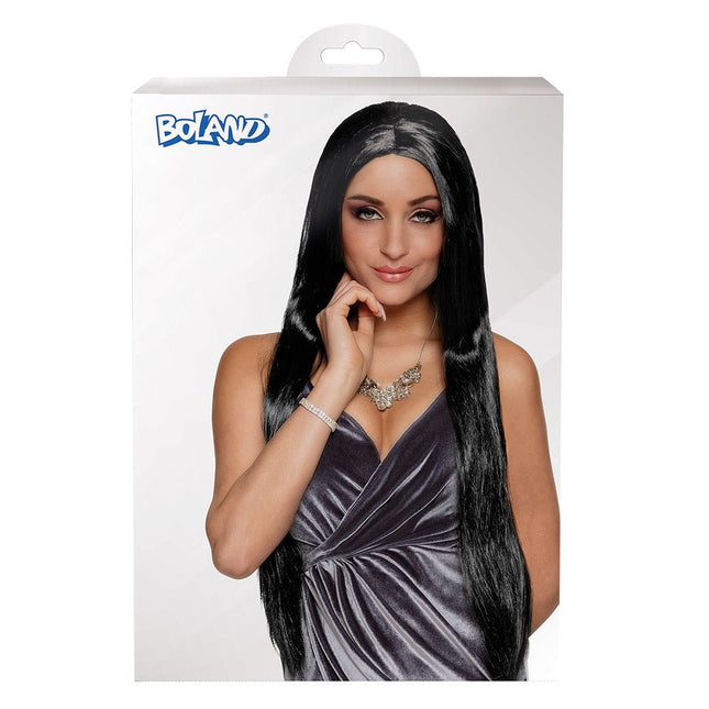 Pruik Lang Haar Stijl Zwart van Boland koop je bij Partywinkel