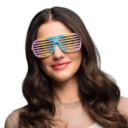 Regenboog Bril Gesptreept Glitters van Boland koop je bij Partywinkel