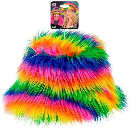 Regenboog Bucket Hat Pluche van Widmann koop je bij Partywinkel