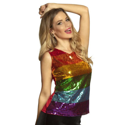 Regenboog Flapper Top Pailletten van Boland koop je bij Partywinkel