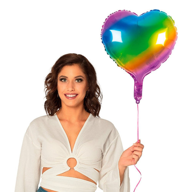Regenboog Helium Ballon Hart Leeg 45cm van Boland koop je bij Partywinkel
