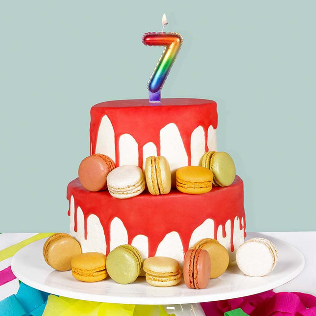 Regenboog Kaars 0 Jaar 8cm van Boland koop je bij Partywinkel
