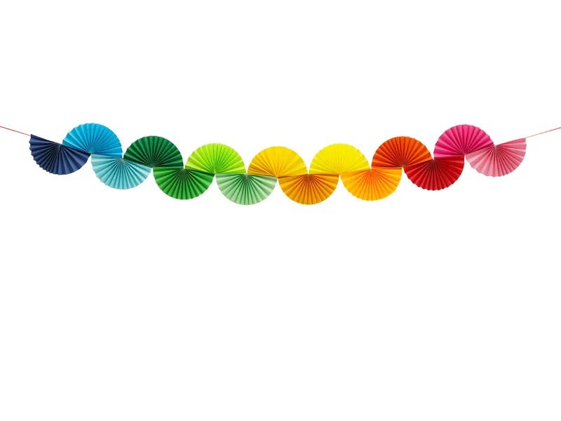Regenboog Slinger Papieren Waaiers 2,5m van Partydeco koop je bij Partywinkel