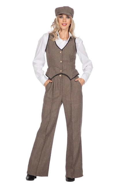 Roaring Twenties 20S Kostuum Bruin Dames 3 delig van Wilbers & Wilbers koop je bij Partywinkel