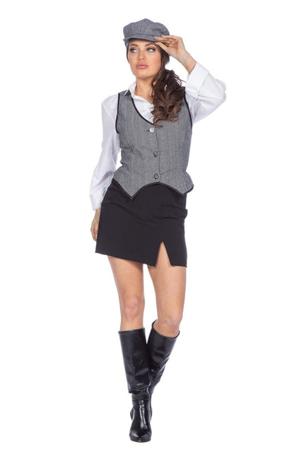 Roaring Twenties 20S Kostuum Grijs Zwart Dames 3 delig van Wilbers & Wilbers koop je bij Partywinkel