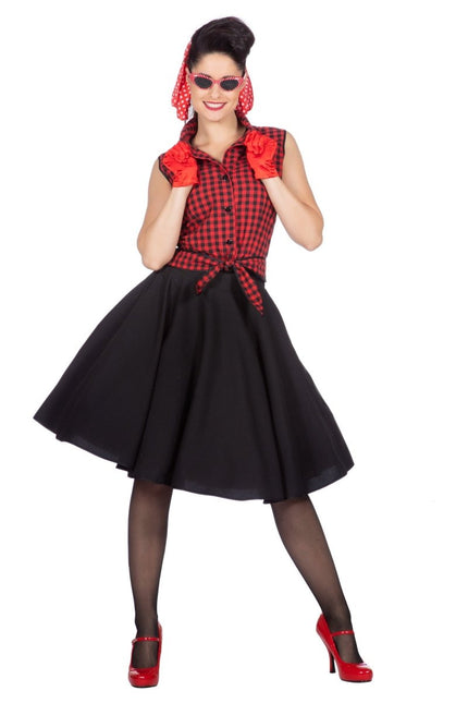 Rock N Roll 50S Jurk Zwart Rood Dames van Wilbers & Wilbers koop je bij Partywinkel