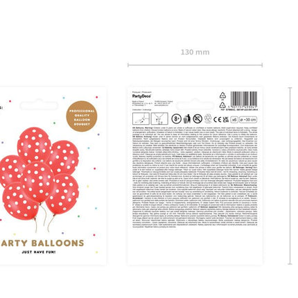 Rode Ballonnen Witte Stipjes 30cm 6st van Partydeco koop je bij Partywinkel