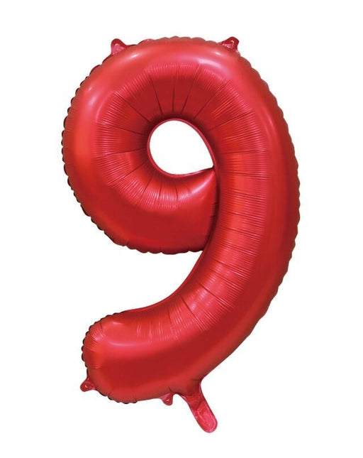 Rode Cijfer Ballon 9 Jaar Glans 86cm van WeFiesta koop je bij Partywinkel