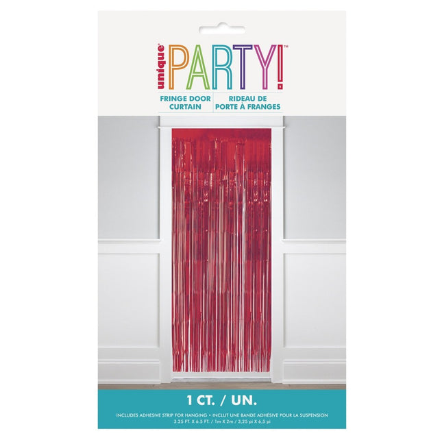 Rode Deurgordijn 2m van Unique koop je bij Partywinkel