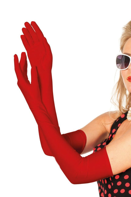 Rode Handschoenen Satijn Lang van Wilbers & Wilbers koop je bij Partywinkel