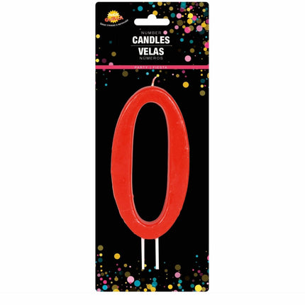Rode Kaars 0 Jaar 12cm van Fiestas Guirca koop je bij Partywinkel