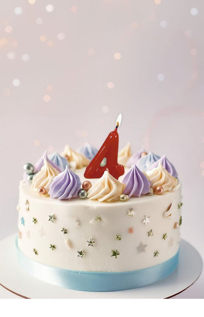 Rode Kaars 4 Jaar 5,5cm van Fiestas Guirca koop je bij Partywinkel