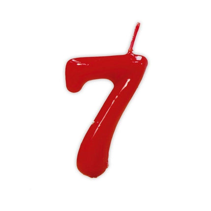 Rode Kaars 7 Jaar 5,5cm van Fiestas Guirca koop je bij Partywinkel