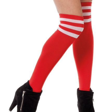 Rode Kousen Wit Gestreept Cheerleader van Wilbers & Wilbers koop je bij Partywinkel
