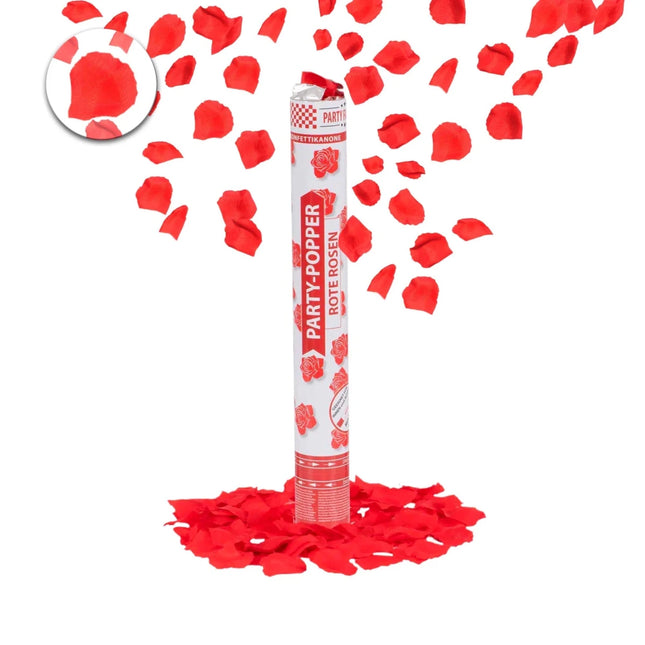 Rode Rozen Confettikanon 40cm van VDV Benefit koop je bij Partywinkel