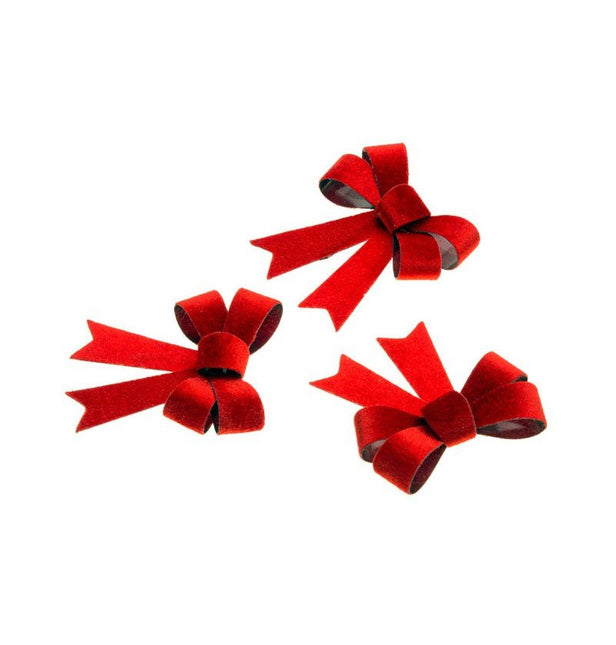 Rode Strik Velvet 12,7cm 3st van CHAKS koop je bij Partywinkel