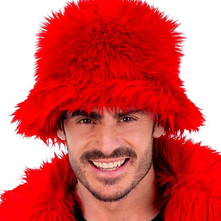 Rood Bucket Hat Pluche van Widmann koop je bij Partywinkel