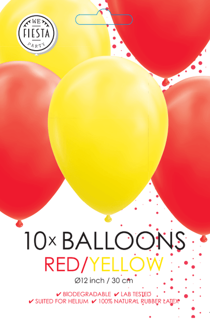 Rood Gele Ballonnen 30cm 10st van WeFiesta koop je bij Partywinkel