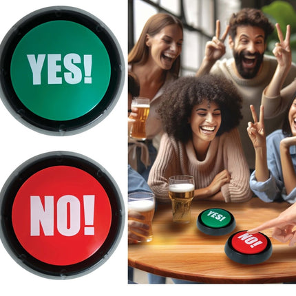 Rood Groene Button Yes! No! 9cm 2st van Fiestas Guirca koop je bij Partywinkel