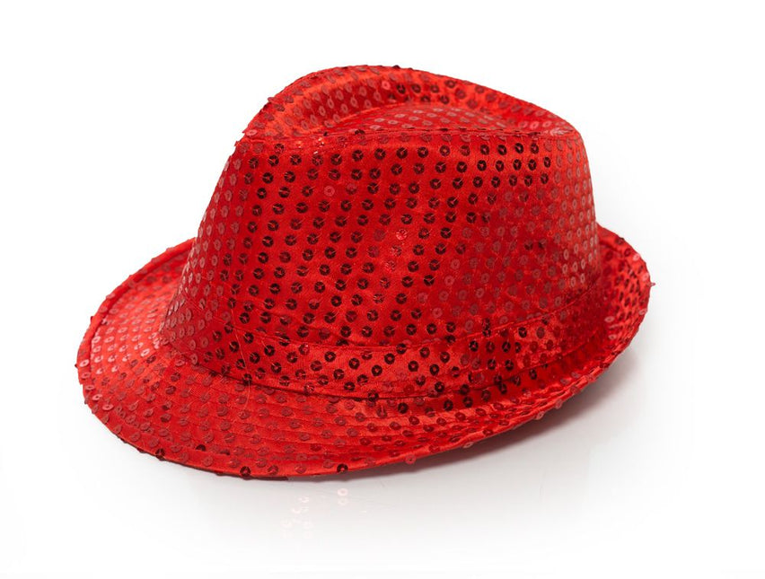 Rood Hoed Pailletten Met Licht van Partychimp koop je bij Partywinkel