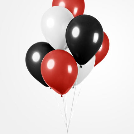 Rood Wit Zwarte Ballonnen 30cm 10st van WeFiesta koop je bij Partywinkel