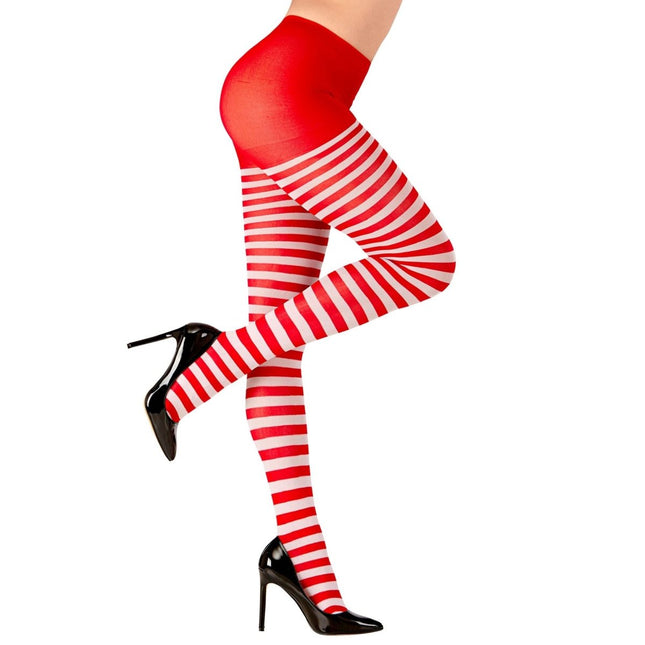 Rood Witte Panty Gestreept van Widmann koop je bij Partywinkel