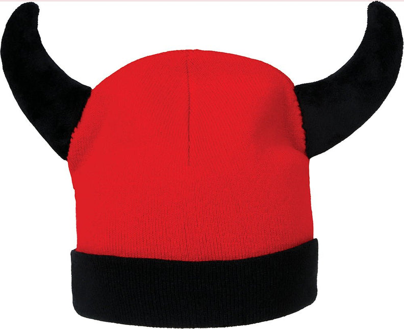 Rood Zwarte Muts Duivel Met Ogen van Fiestas Guirca koop je bij Partywinkel