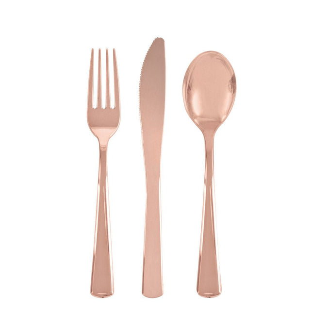 Rose Goud Bestek 19,7cm 18 delig van Unique koop je bij Partywinkel