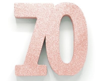 Rose Goud Tafeldecoratie Cijfer 70 Glitter 20,5cm van WeFiesta koop je bij Partywinkel