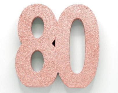 Rose Goud Tafeldecoratie Cijfer 80 Glitter 20,5cm van WeFiesta koop je bij Partywinkel