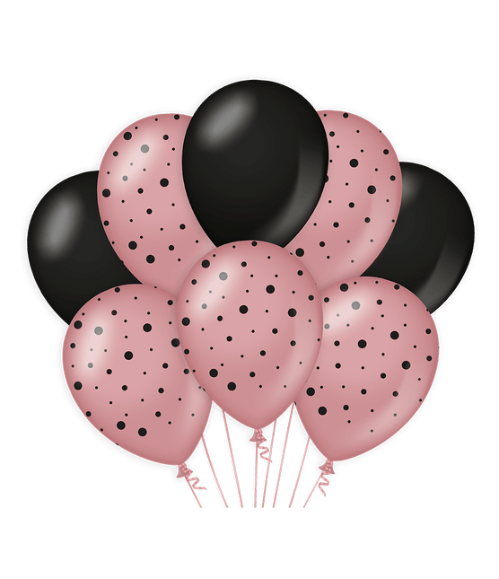 Rose Goud Zwarte Ballonnen 30cm 6st van Paper Dreams koop je bij Partywinkel