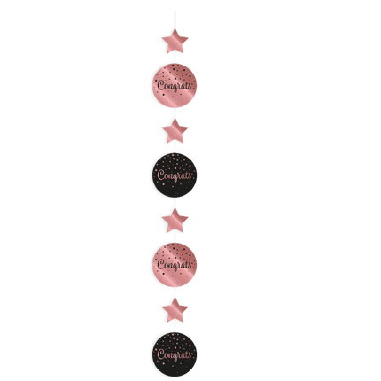 Rose Goud Zwarte Hangdecoratie Congrats 1,2m van Paper Dreams koop je bij Partywinkel