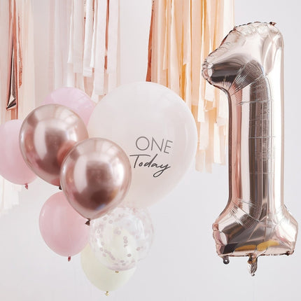 Rose Gouden Ballonnen Set 1 Jaar 10 delig van Ginger Ray koop je bij Partywinkel