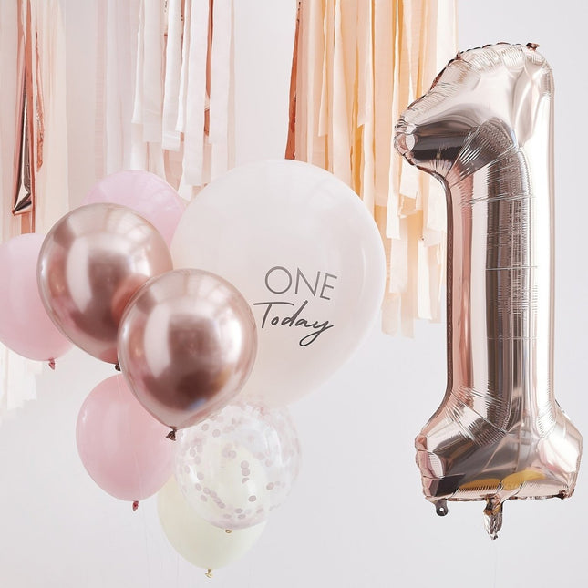 Rose Gouden Ballonnen Set 1 Jaar 10 delig van Ginger Ray koop je bij Partywinkel