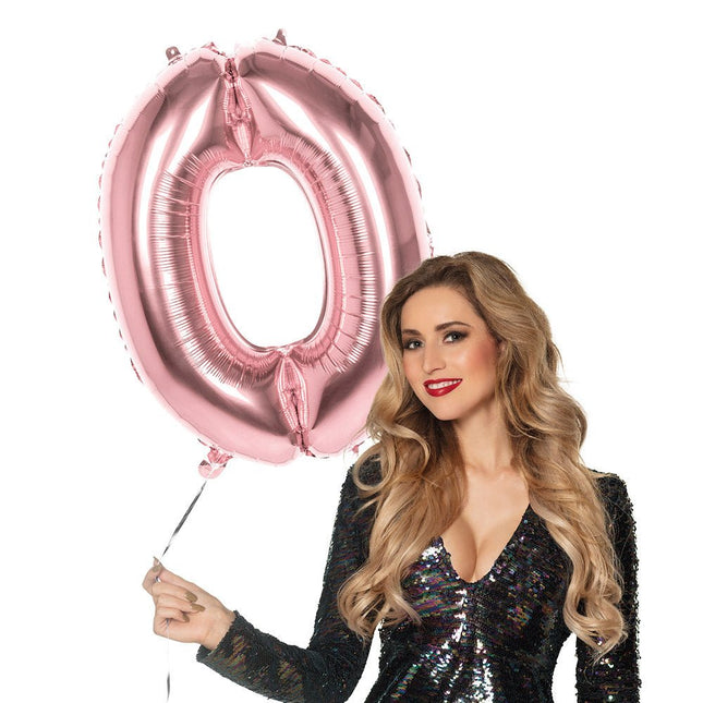 Rose Gouden Cijfer Ballon 0 Jaar 86cm van Boland koop je bij Partywinkel