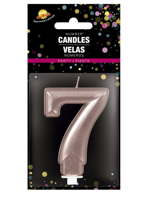 Rose Gouden Kaars 7 Jaar 8cm van Fiestas Guirca koop je bij Partywinkel