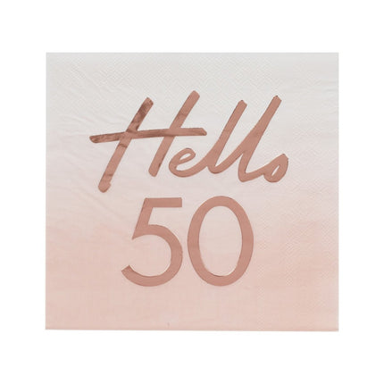Rose Gouden Servetten 50 Jaar 16,5cm 16st van Ginger Ray koop je bij Partywinkel