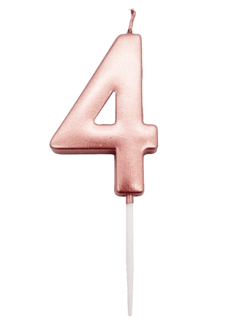 Roségouden Cijferkaars 4 van Unique koop je bij Partywinkel